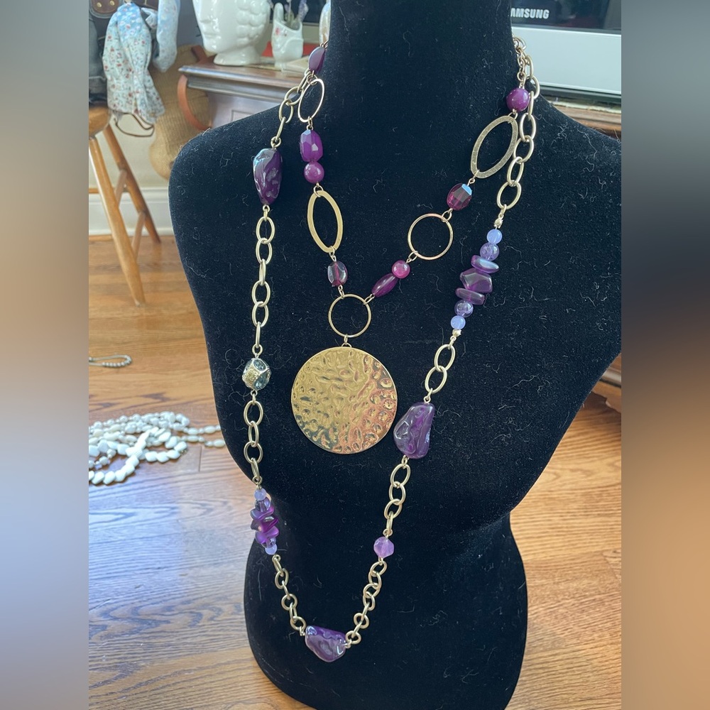 Elegant Gold and Purple Necklace Stack Jewelry Bundle Chico’s Bauble Bar